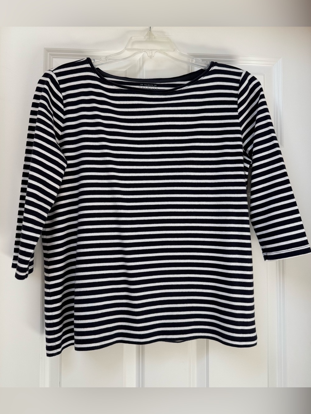 Talbots navy and white striped boatneck top size 1X